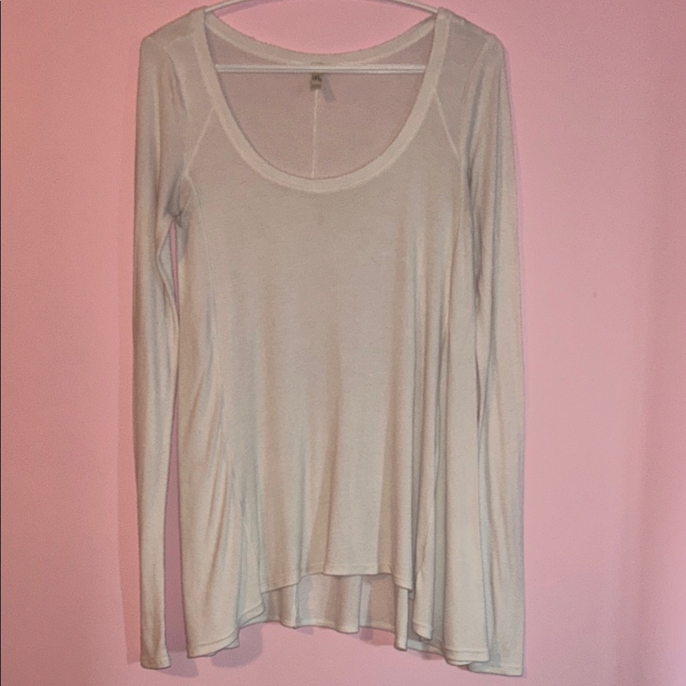 Vintage Free People Light Scoop Neck Long-Sleeve Top